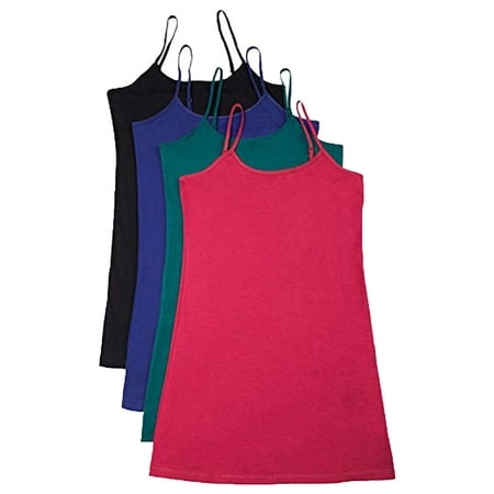 

Essential Basic Women Value Pack Long Camisole Cami - Royal Red Black Emerald Small