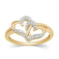 thumbnail image 2 of CARATS FOR YOU 14K Yellow Gold Double Heart Promise Ring with Round Natural Diamond (0.05 cttw, I-J Color, I2-I3 Clarity), Ring Size-7.5, 2 of 5