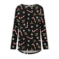 thumbnail image 4 of Nouveaux Hauts pour Femmes 2023 Manches Longues Col Rond Blouse Ample Chemises Imprimées de Noël Coupe Décontractée Chandail en Molleton Oversize pour Femmes, 4 of 5