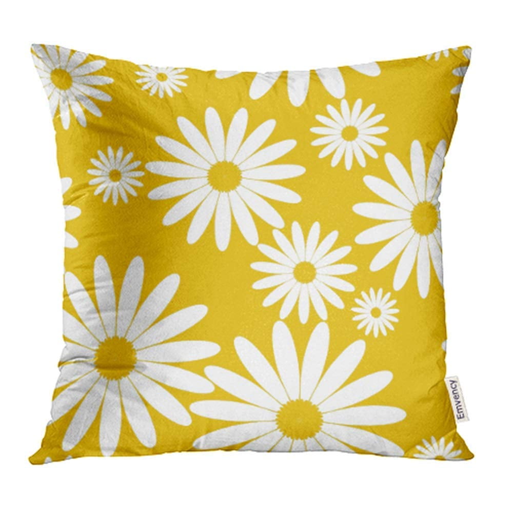 ARHOME Chamomile White Daisies Pattern on Yellow Daisy in Flat Design