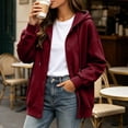 thumbnail image 2 of JOANKDMI Button Down Sweatshirt Women Hoodie Long Sleeve Drawstring Fall Solid Color Relaxed Fit Outerwear with Pockets Winter Cardigan Top, 2 of 9