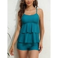 thumbnail image 3 of Charmo Flowy Ruffled Tankini Swimsuit for Womens Tummy Control Two Piece Bath Suit with Boyshorts, 3 of 7