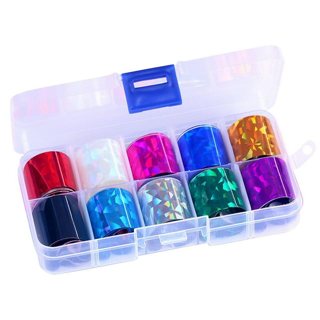 Adhesivo holográfico con forma de flor para decoración de uñas, 10 unidades