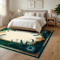 thumbnail image 3 of ODIKA 6'x9' Ultra-Soft Area Rug, Bathroom Classical Damask Vintage Watercolor Plume Border Ornamental None Washable, Bare feet friendly, Silk-Touch for Guest Room, Bedroom, 3 of 7