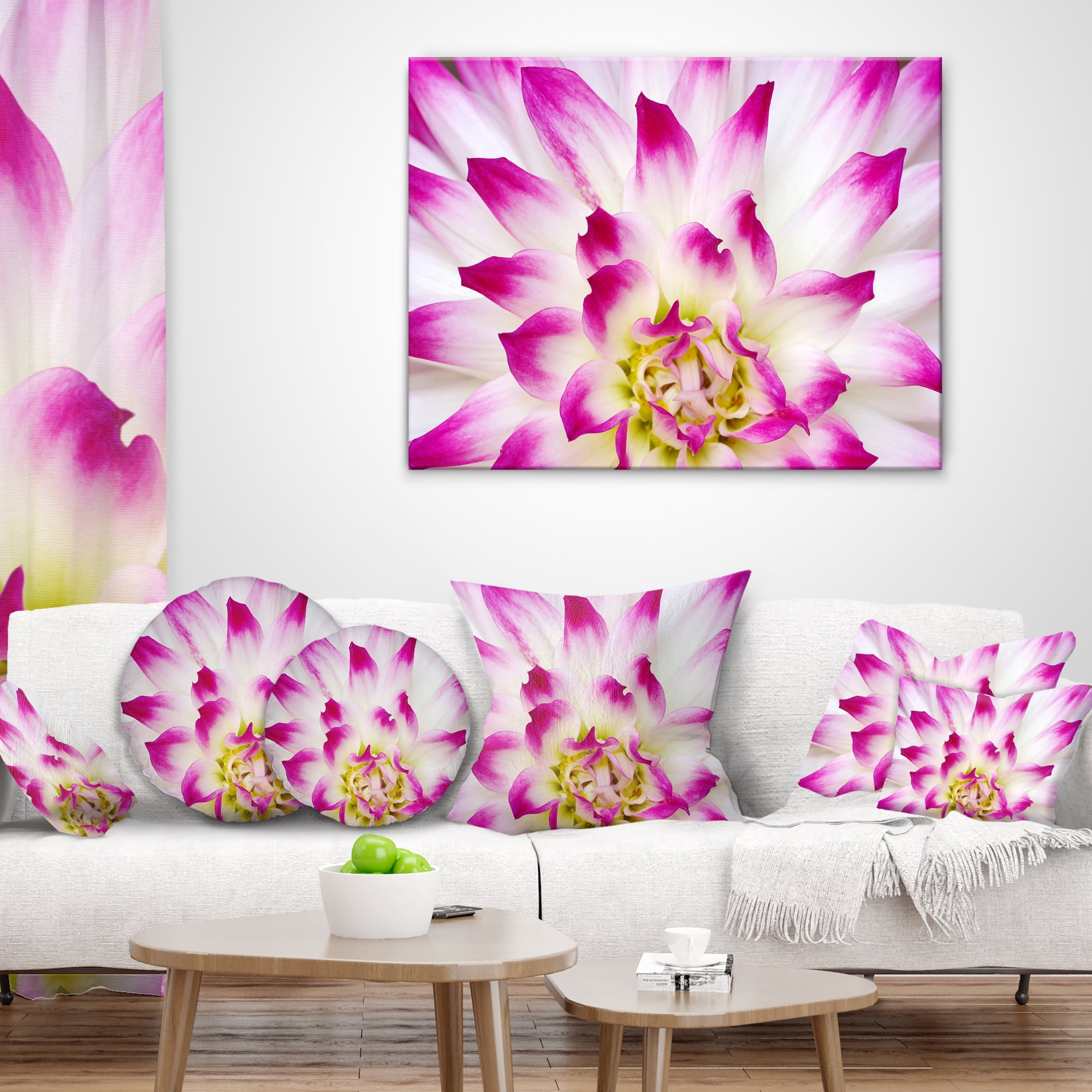 Designart Smooth White Rose Floral Petals - Floral Throw Pillow - 18x18