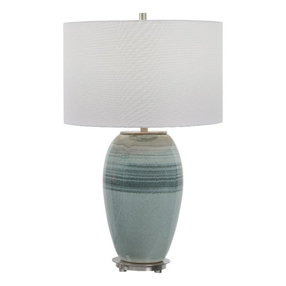 Uttermost Caicos Coastal Ceramic and Iron Table Lamp in Teal Blue
