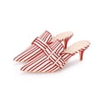 thumbnail image 3 of BLISSFUL STEP Women's Buckle Stripe Stiletto Heel Slip on Slide Mules Red (Size 5.5), 3 of 7