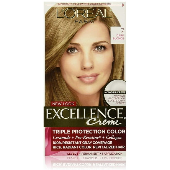 L'Oreal Paris Excellence Triple Protection Permanent Hair Color Crème, Dark Blonde [7], 1 Each