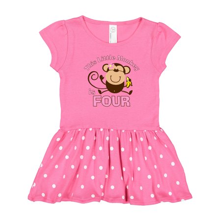 

Inktastic Little Monkey Girl 4th Birthday Gift Toddler Girl Dress