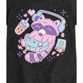 thumbnail image 3 of Instant Message - Kawaii Racoon Gamer - Girls Fitted Short Sleeve Graphic T-Shirt, 3 of 6