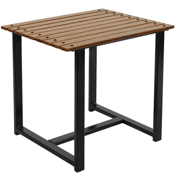 Sunnydaze European Chestnut Square Patio Side Table
