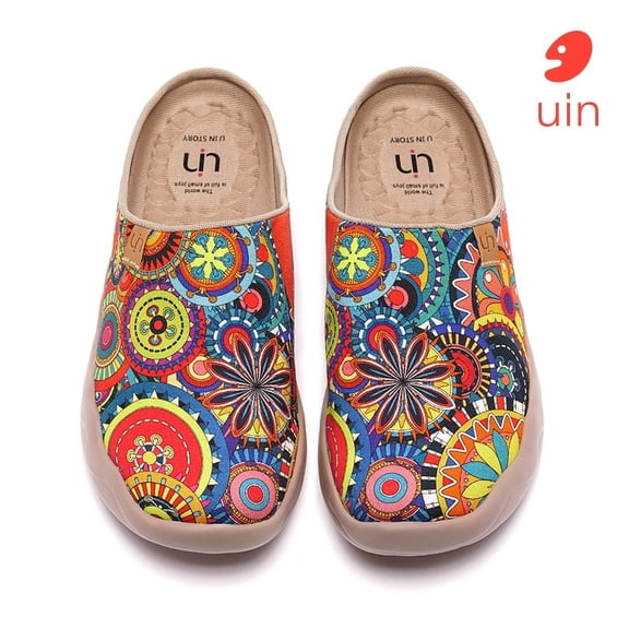 UIN NEW Women's Fashion Art Sneaker Painted Canvas Slip-On Ladies Wide Travel Shoes