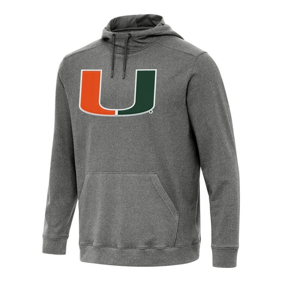 Men's Antigua Heather Black Miami Hurricanes Cloud Pullover Hoodie