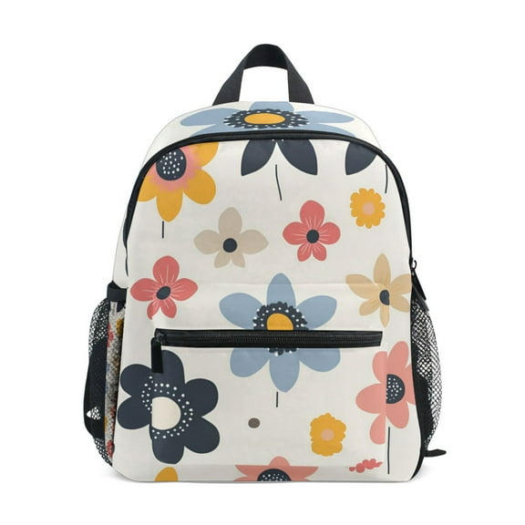 FORMRS School Backpack with Front Zippered Pocket 12" Student Travel Daypack, Beige Retro Flower
