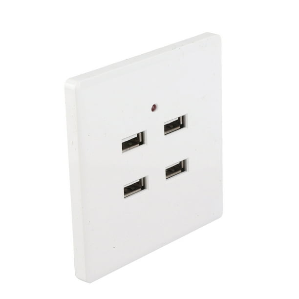 Toma de Corriente USB de Pared Con 4 Puertos USB, Panel Cuadrado Para El Hogar y la Oficina