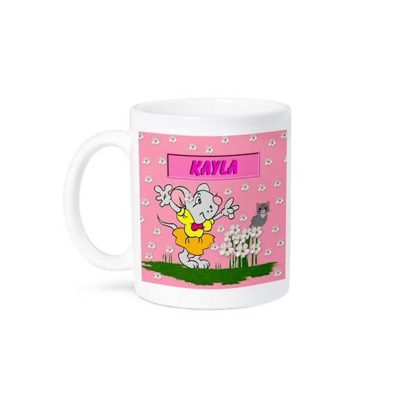 3dRose, Kayla - Decorative Name Specific Childrens Art, 15oz Mug