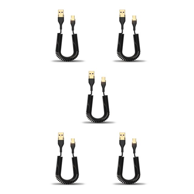 Seitruly Cable de carga Resorte de teléfono móvil Cable Teléfono inteligente Cable de datos telescópico portátil Hogar 5A Tipo-C No.01 5piezas