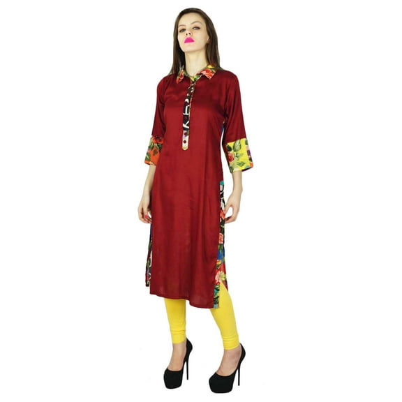 Phagun Kurta Indian Designer Women Ethnic Kurti Cotton Rayon Top Tunic Dress