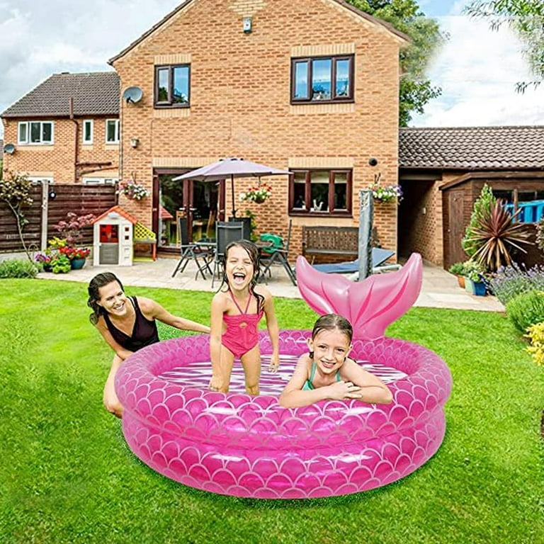 Inflatable Mermaid Kiddie Pool 59 Round Swimming Pool for Kids