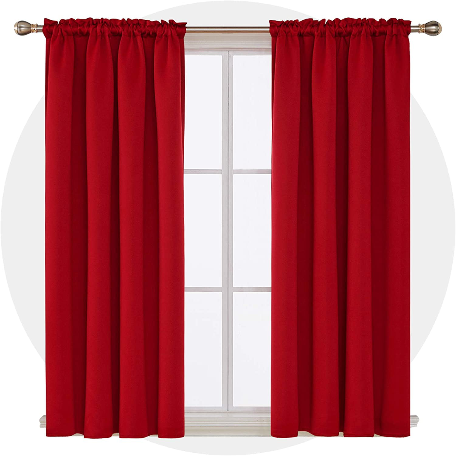 Deconovo Red Blackout Curtains Rod Pocket Curtain Panels Room Darkening