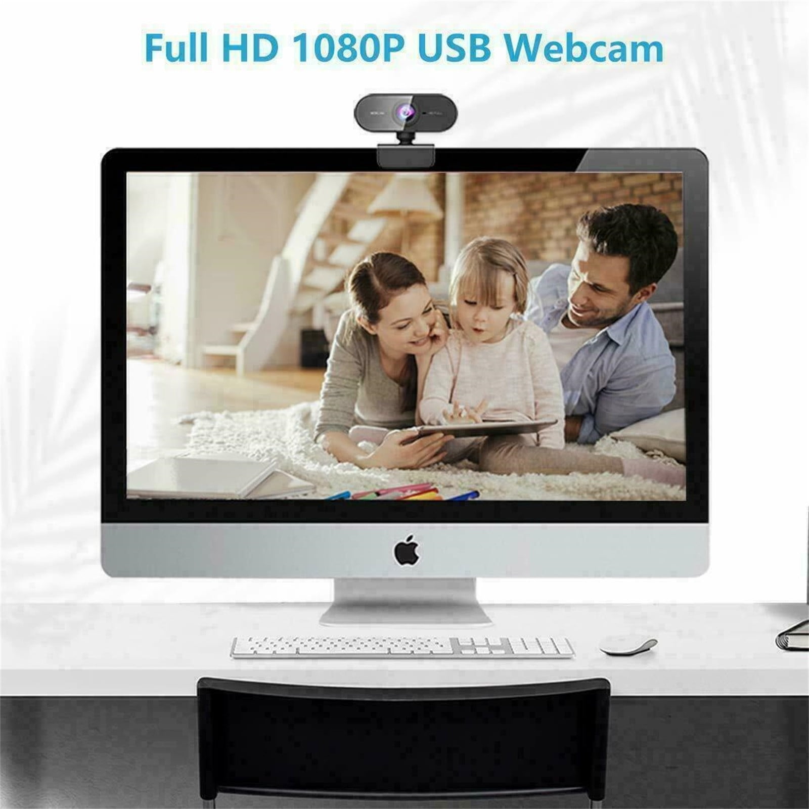 Full 1080P USB Computer Webcam with Integrated Microphone for PC and Video Conferencing