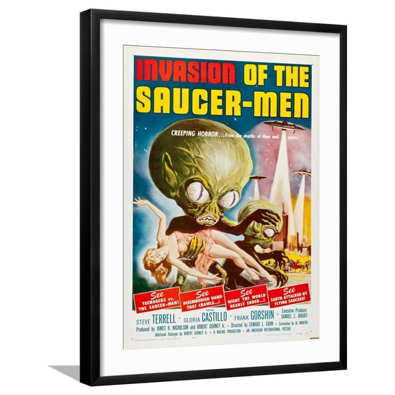 Art.com Invasion Of The Saucer Men Art Print, Black Frame Wall Art, 23" x 29"