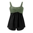 thumbnail image 4 of HXWCHs High Waist Tankini top Plus Size Swimwear Solid Color Swim Shirt Built In Bra Support Comfortable Beachwear L Army Green, 4 of 5