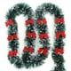 thumbnail image 2 of Cinta decorativa con flecos verde oscuro y blanco | Guirnalda navideña de 10 metros con lazos | Decoración reutilizable para barandillas de escaleras, fiestas y centros comerciales, 2 of 5