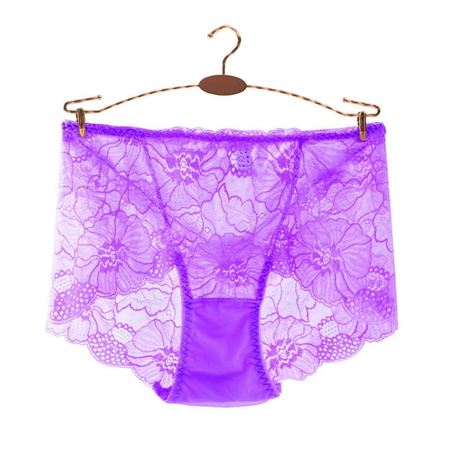 Puntoco Ropa interior breve para mujer, bragas transpirables de malla fina con encaje sexy de cintura media para mujer