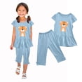 thumbnail image 5 of Chemises pour Filles, Ensemble Deux Pièces Été Col Rond Petit Imprimé Manches Courtes Manches Volantes Taille Élastique Pantalon Court, 5 of 5