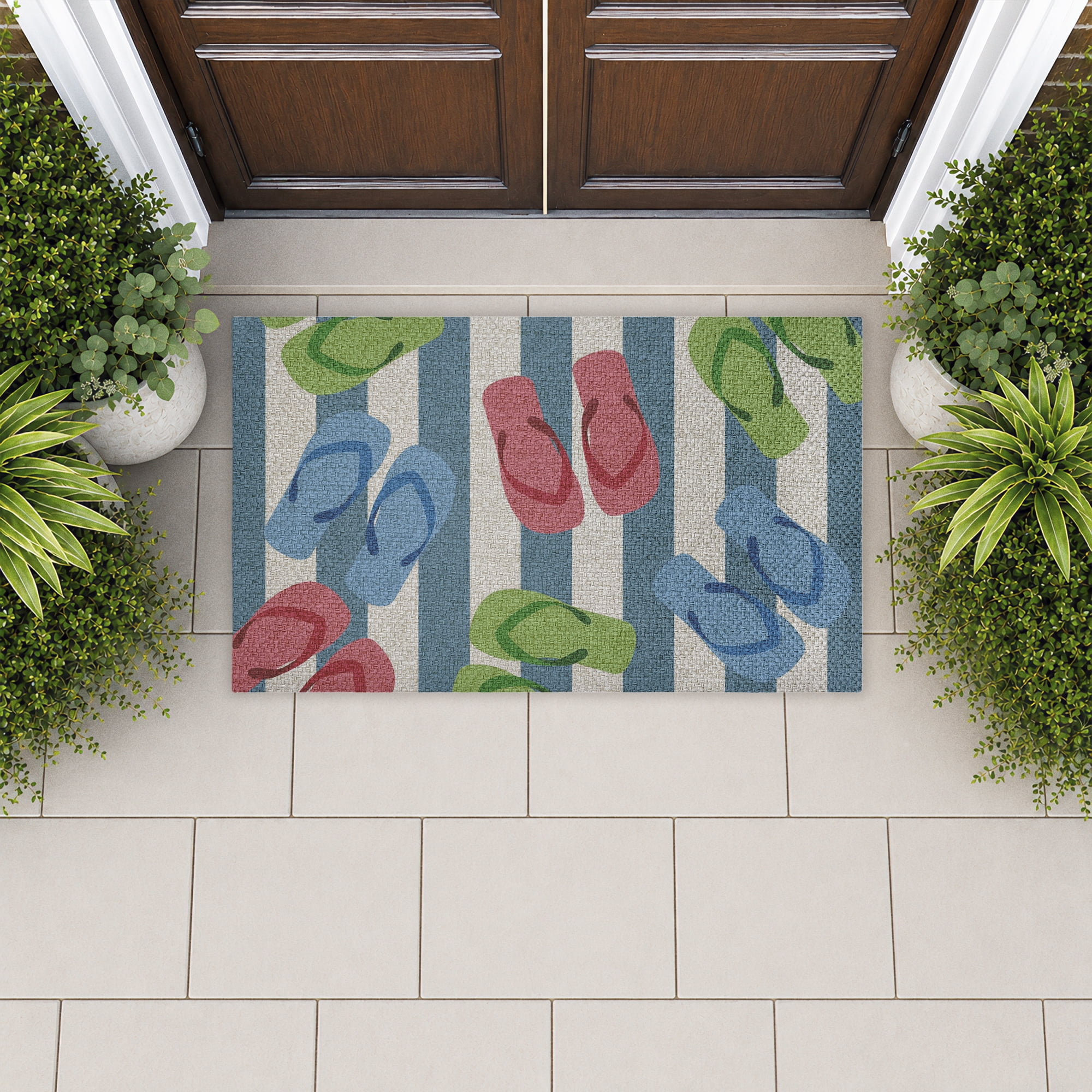Stupell Industries Striped Flip Flop Design Floor Mat