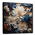 thumbnail image 2 of Designart "Mosaic Harmony: White And Blue Chrysanthemum Mix II" Chrysanthemums Floater Framed Wall Decor, 2 of 5