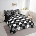 thumbnail image 3 of Homewish Black White Grid 7-Piece Twin Bedding Sets For Kids Children Teens,Geometric Buffalo Bedding Comforter Set,Minimalist Abstract Breathable Sheet Sets,Microfiber Bedroom Decor,Reversible, 3 of 8