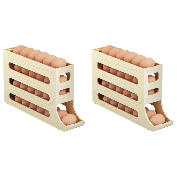 Dispensador para Frigorífico Soporte Con Desplazamiento Automático Que Ahorra Espacio (Beige)