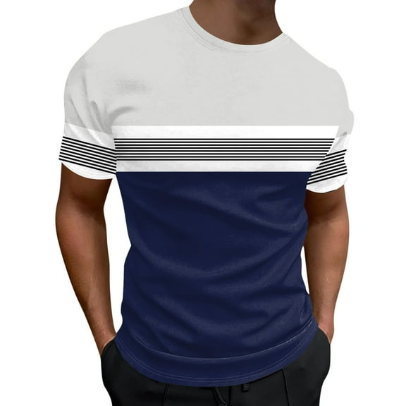 kpoplk Printed Tops Men's 3D Short Sleeves T-Shirt Fashion Summer Shirt Tops(Blue,XXL)