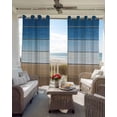 thumbnail image 6 of Blue Brown Blackout Curtains for Bedroom Living Room Darkening Curtains 84 Inch Length 2 Panels Set Vintage Farmhouse Gradient Wooden Grain Window Curtain Window Treatment Grommet Drapes 42"x84", 6 of 9