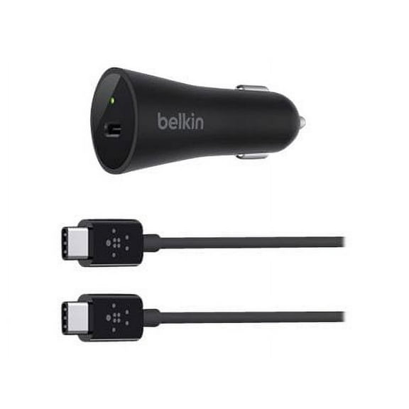 Belkin Car Charger - Car power adapter - 27 Watt - 3 A (24 pin USB-C) - on cable: USB-C - black - for Google Nexus 5X, Nexus 6P; Chromebook Pixel; Microsoft Lumia 950