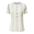 thumbnail image 4 of USSUMA Womens Summer Tops Trendy V Neck Comfy Cute Henley T Shirts for Women Short Sleeve Blouses Tops Dressy Striped Tunic Plus Size Shirts for Women, 4 of 5