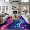 thumbnail image 4 of Neon Style Washable Living Room Rugs 5'x8', Abstract Boho Colorful Flowing Waves Low Pile Throw Large Area Rug Non-Slip Sturdy Edge Binding Carpet for Living Room Kitchen Office, 4 of 9