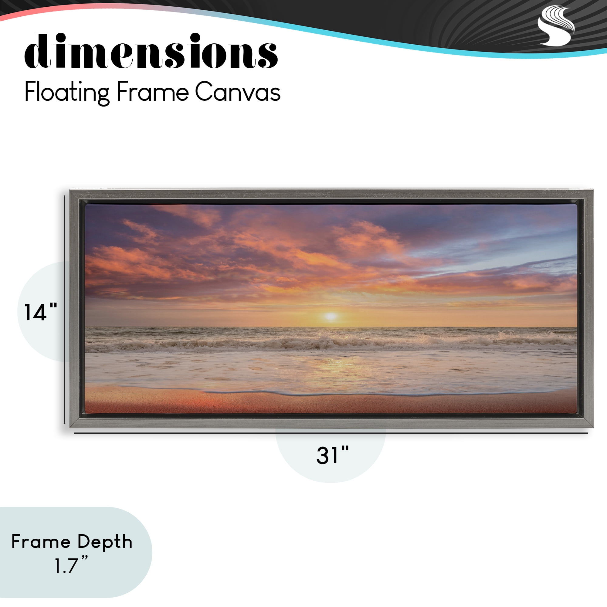 Stupell Industries Vivid Sunset Panorama Gray Framed Floater Canvas Wall Art, design by Mike Caliascibetta