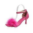 thumbnail image 5 of YgkuHd High Heel Sandals for Women Fluffy One-Strap Slides with Buckle Closure and Slim Heel, Plus Size Summer Dress Shoes for Party,Hot Pink_37, 5 of 9
