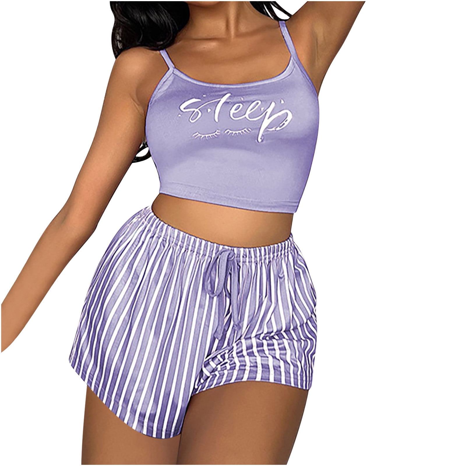 Virmaxy SLEEP Pyjama Femme Printemps Été Ensemble Deux Pièces