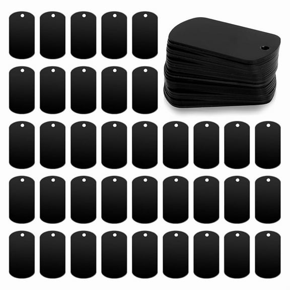 50 Pack Metal Stamping Blanks Black Tags for Stamping, Engraving Blank Signs Aluminum