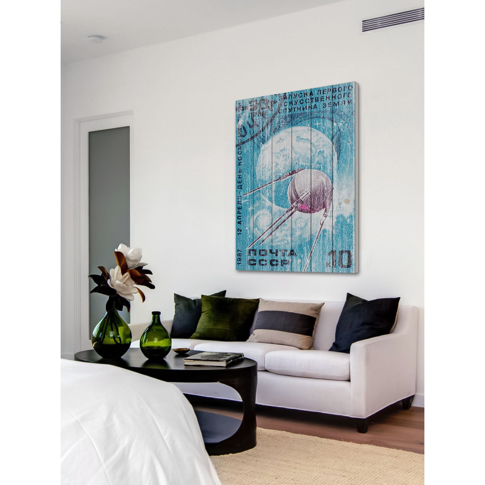 Marmont Hill - "Orbiting Sputnik" Painting Print on White Wood