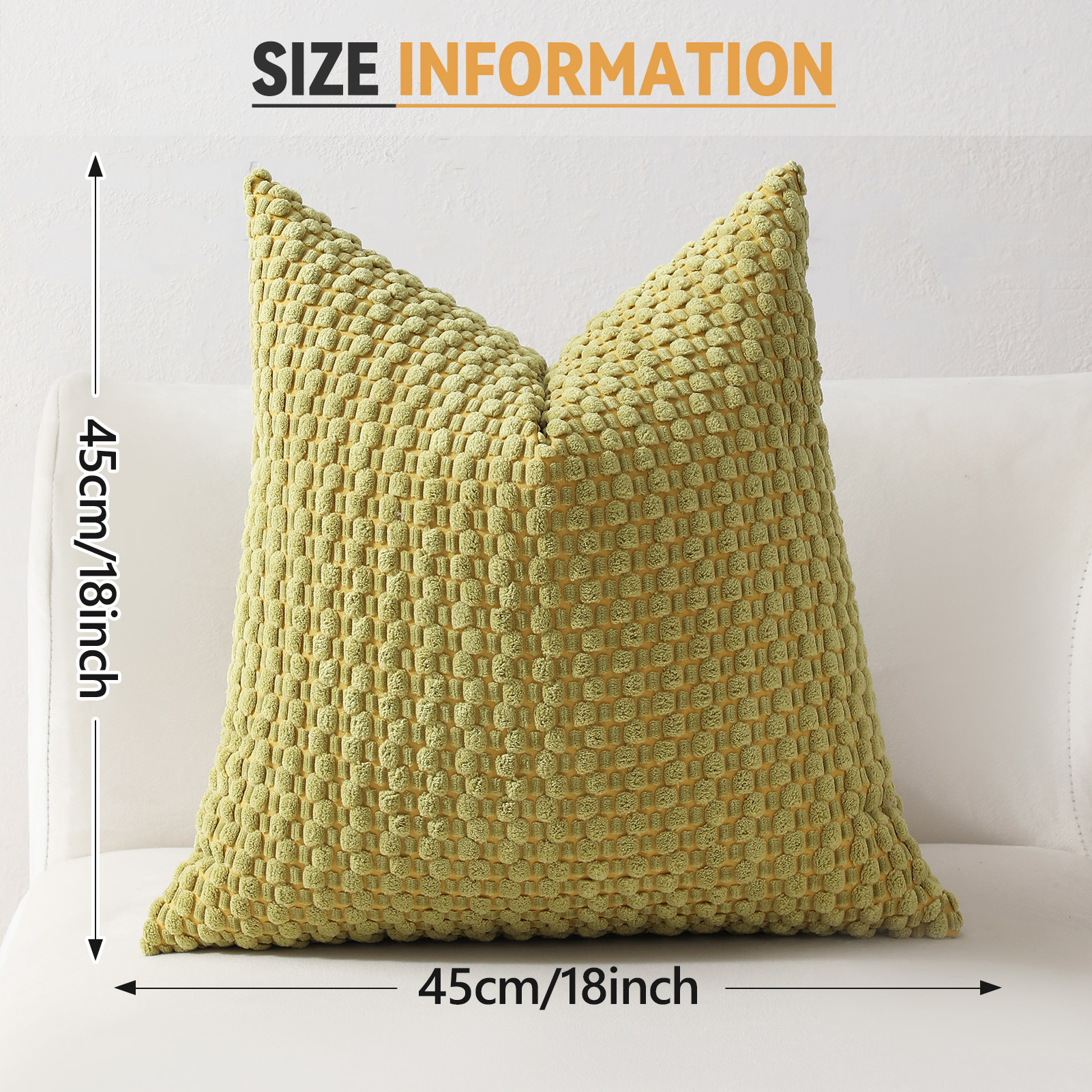 HonorHut Decorative Throw Pillow Covers 18x18 Inch Soft Corduroy Pillowcases Modern Boho Stripe Pillow Covers 4 Piece Set Orange Green