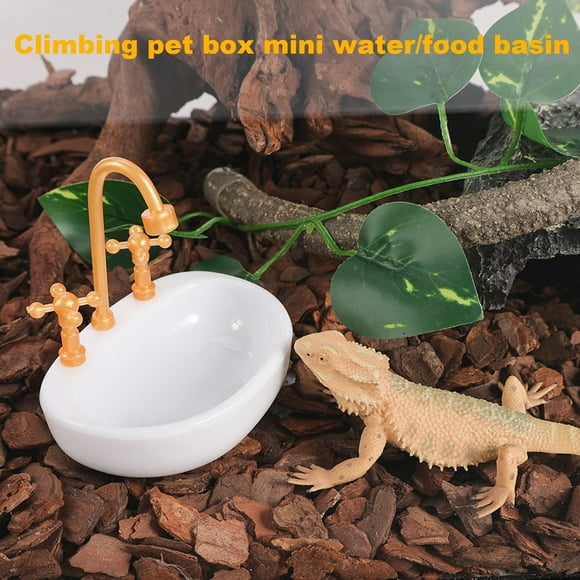 Visland Reptile Feeding Bowl Non-tip Over Climbing Pet Water Basin Plastic Food Water Dispenser Easy to Clean for Lizards Turtles Hermit Crabs Spiders Chameleons Pet Accessories