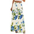 thumbnail image 5 of Women's Wide Leg Pants Fashion Print Lightweight Elastic Waist Loose Fit Pants Summer Beach Casual Daily Wear (S, White), 5 of 5