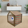 thumbnail image 3 of Fiesta Pet House, Mexican Blanket Geometric Pattern Stripes Rhombuses Arrangement, Outdoor & Indoor Portable Dog Kennel with Pillow and Cover, 5 Sizes, Green Vermilion Cream, by Ambesonne, 3 of 5