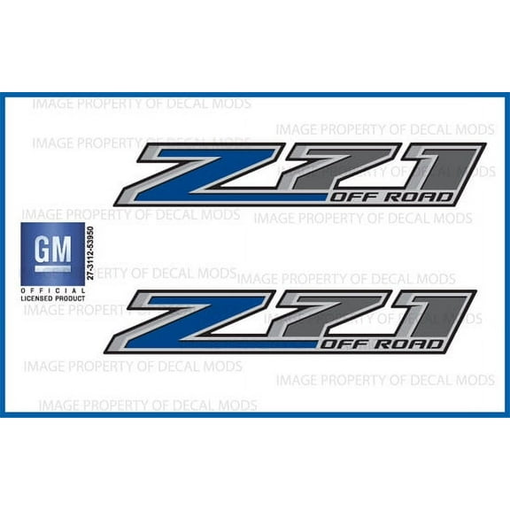 Decal Mods BLUE Z71 Offroad Truck Stickers Decals for Chevy Silverado - FBLU (2014-2017) Bedside (Set of 2)