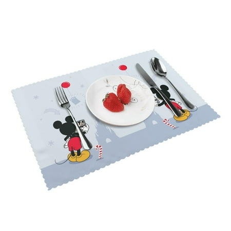 

Funny Mickey Mouse placemats set of 4 washable kitchen dining table mats non-slip stain heat-resistant place mat for home party desktop decor Kawaii Cartoon bow tie cute 174